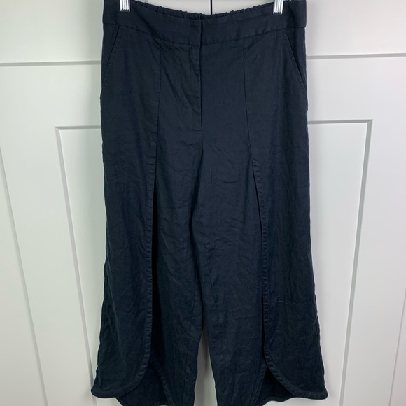 Maeve Anthropologie Size 6 Navy Pull On Wide Leg Pants Flowy Pockets - Picture 2 of 5